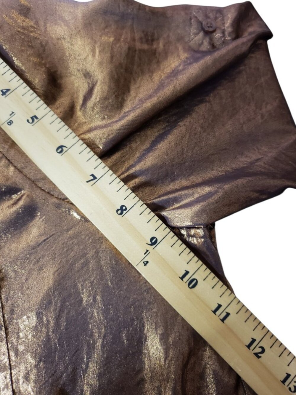 Calvin Klein Button Up Roll Tab Sleeves Womens Shirt Metallic Bronze XLarge - Picture 8 of 12